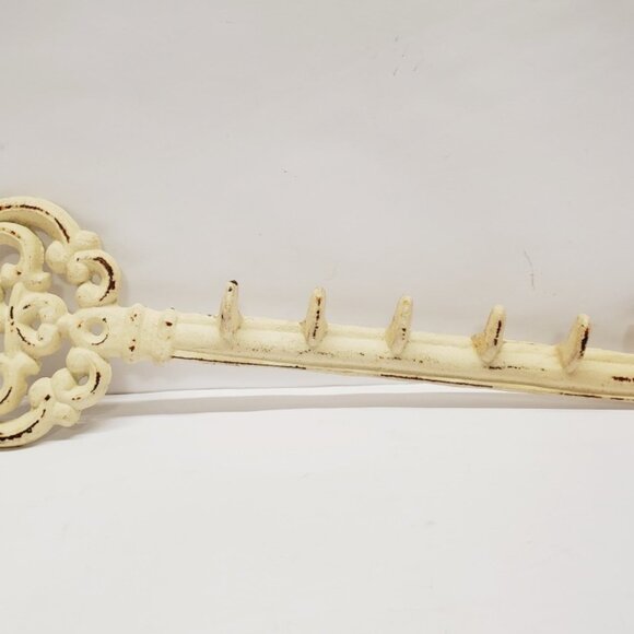 Cast Iron 12" Long Key Shaped Keychain Holder Hooks - Picture 1 of 2